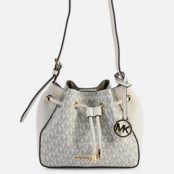 MICHAEL KORS Phoebe Small Logo Bucket Bag - Light Cream - Picture 10 of 14